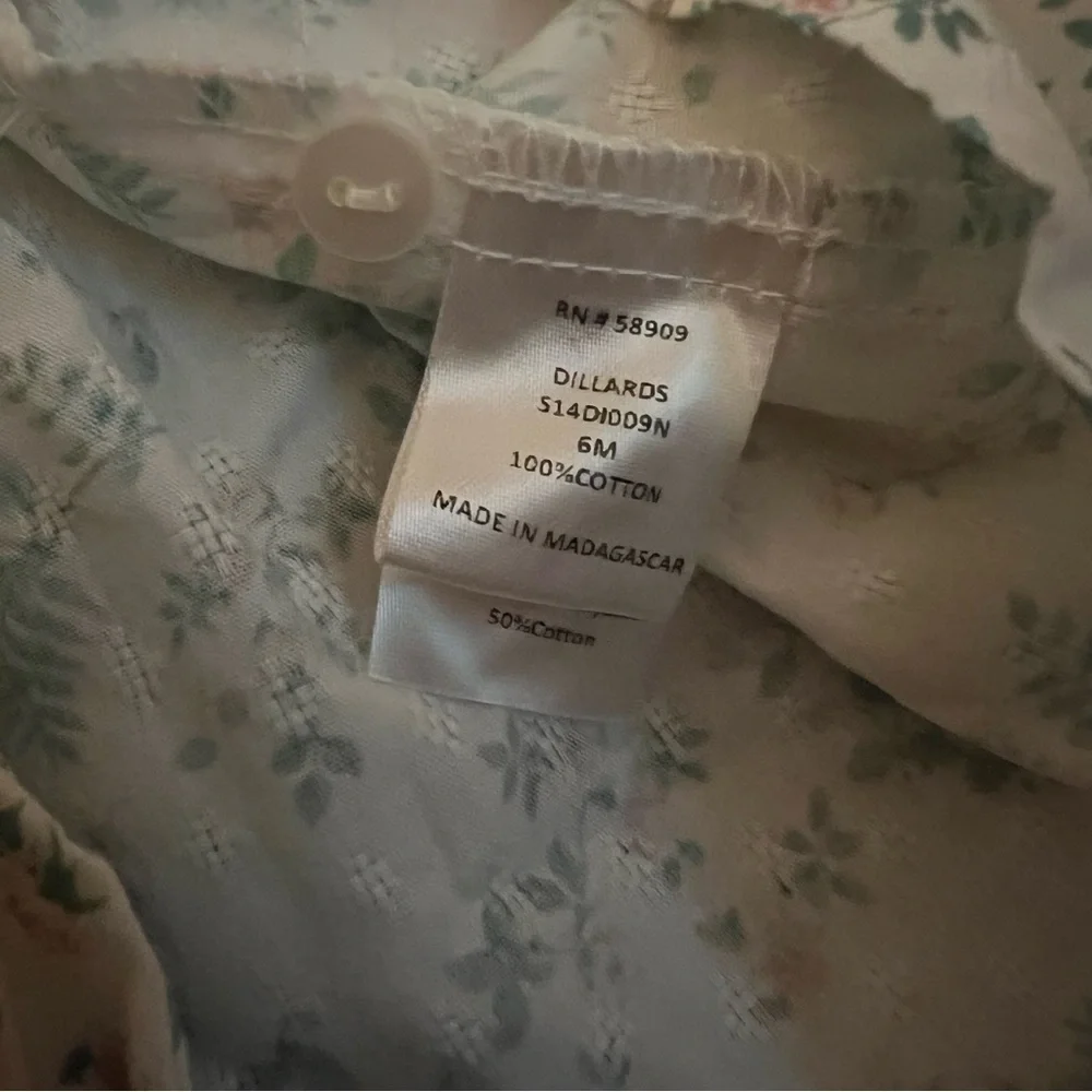 Cotton Flower Print Cottage EdgeHill Collection 6 months girl dress - Picture 7 of 9